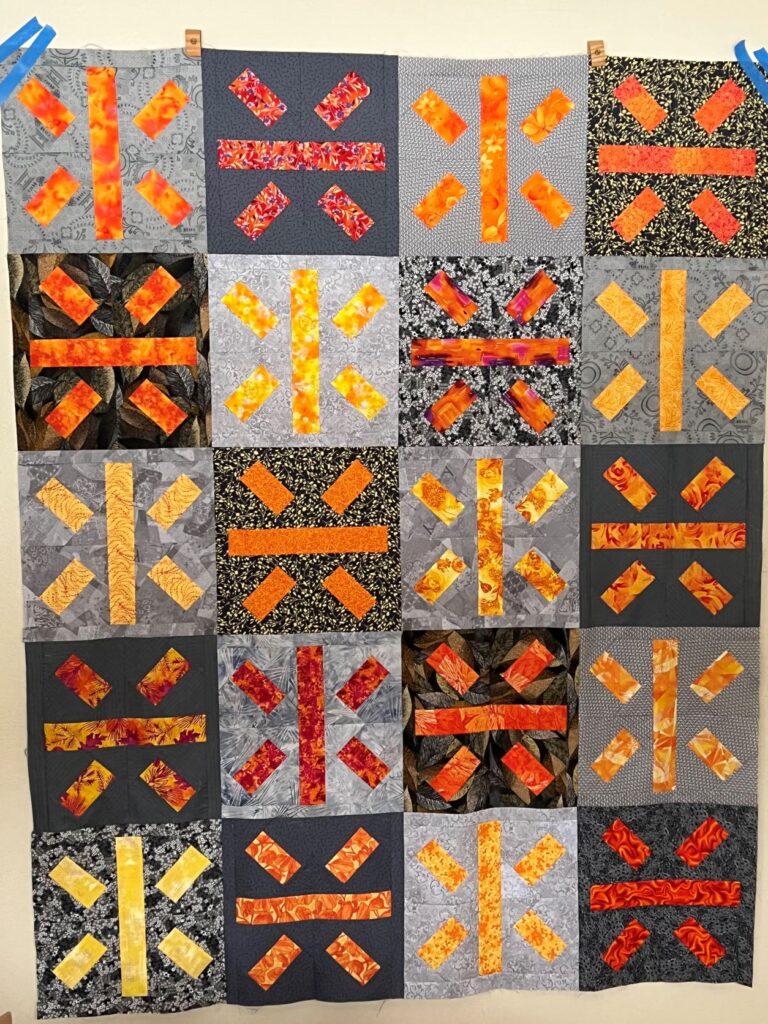 Orange and gray quilt